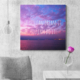 Purple Ocean Sunset Photo Dream It Do It Quote  Canvas Print