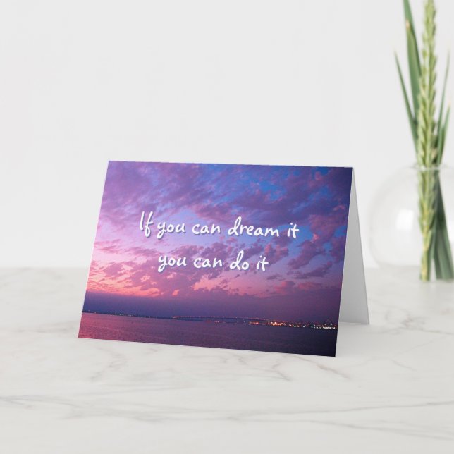Purple ocean sunset photography dream it do it card (Front)