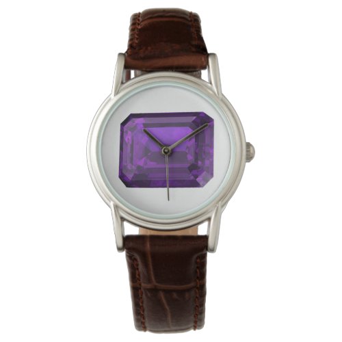 Purple Octagon Amethyst Wrist Watch