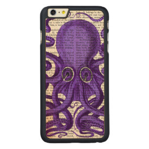 Purple Octopus Carved Maple iPhone 6 Plus Slim Case