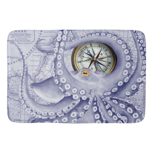 Purple Octopus Compass Bath Mat (Front)