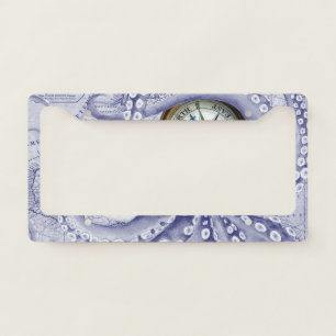 Purple Octopus Compass License Plate Frame