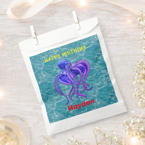 Purple octopus  favor bag