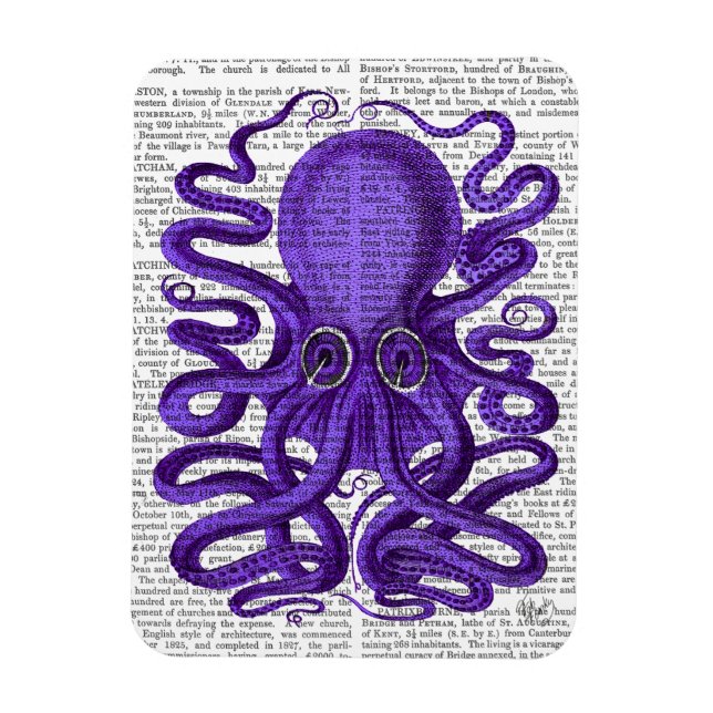 Purple Octopus Magnet (Vertical)