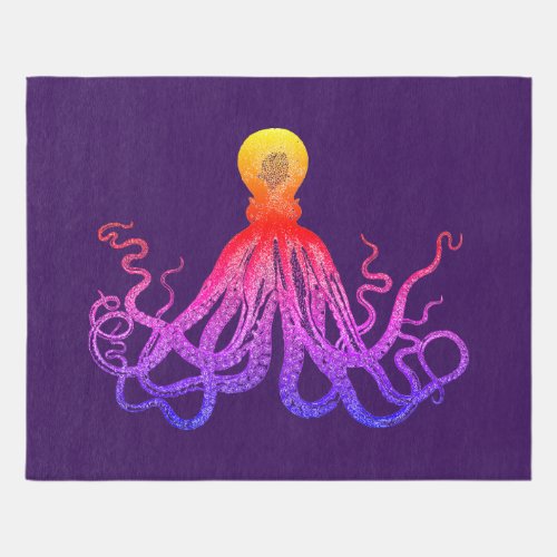Purple Octopus Rug _ Neon Sunset Kraken Area Rug