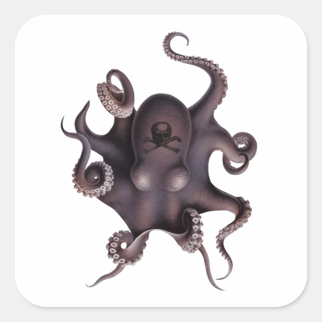 Purple octopus square sticker (Front)
