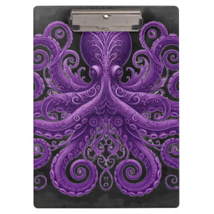 Purple Octopus Victorian Steampunk Kraken  Clipboard