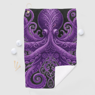 Purple Octopus Victorian Steampunk Kraken Golf Towel