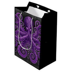 Purple Octopus Victorian Steampunk Kraken Medium Gift Bag