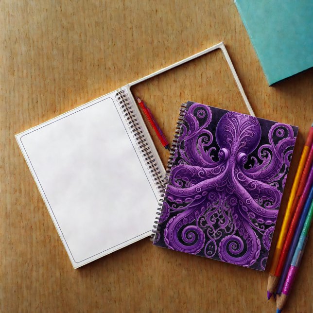 Purple Octopus Victorian Steampunk Kraken  Notebook (Creator Uploaded)