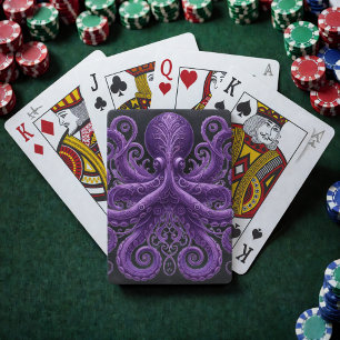 Purple Octopus Victorian Steampunk Kraken  Poker Cards
