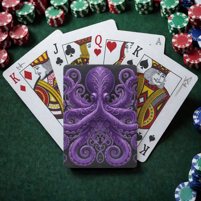 Purple Octopus Victorian Steampunk Kraken  Poker Cards (Creator Uploaded)