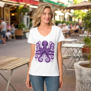 Purple Octopus Victorian Steampunk Kraken T-Shirt