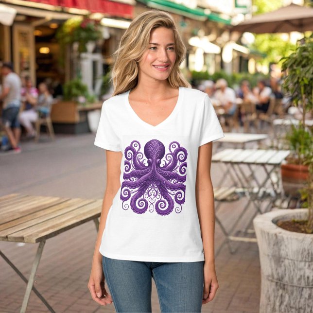 Purple Octopus Victorian Steampunk Kraken  T-Shirt (Creator Uploaded)
