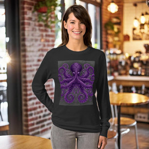 Purple Octopus Victorian Steampunk Kraken  T-Shirt