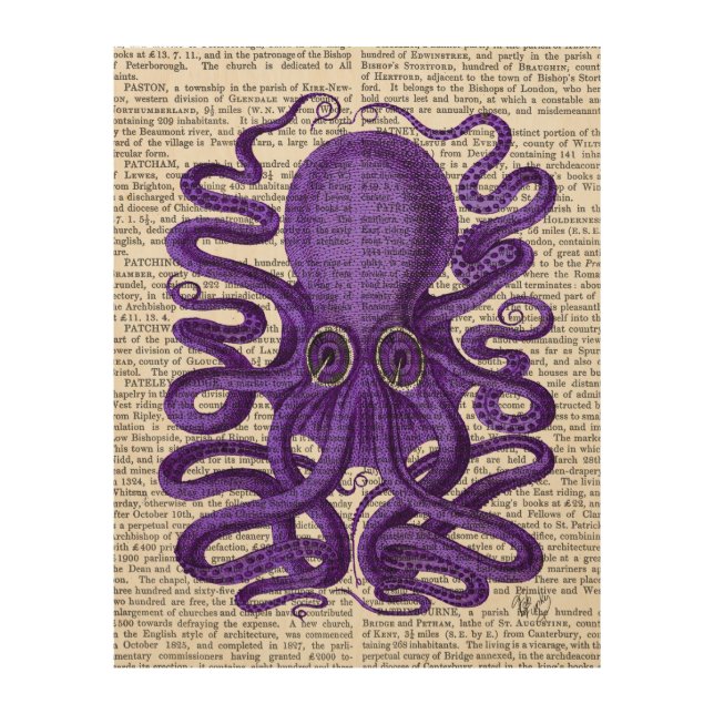 Purple Octopus Wood Wall Decor (Front)
