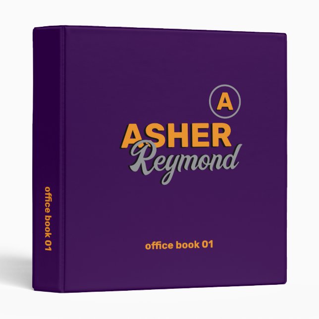 Purple Office Book retro modern  3 Ring Binder (Front/Spine)