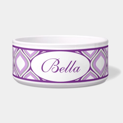 Purple Ogee Personalized Ceramic Dog Bowl