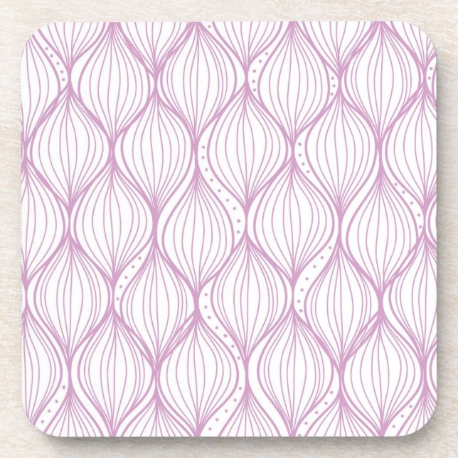 Purple ogee stripes pattern background beverage coaster (Front)