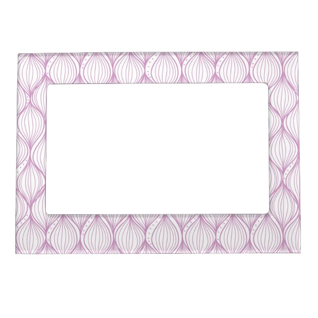 Purple ogee stripes pattern background magnetic photo frame (Front)