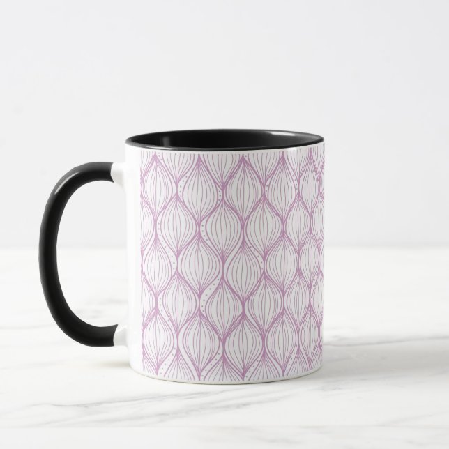 Purple ogee stripes pattern background mug (Left)