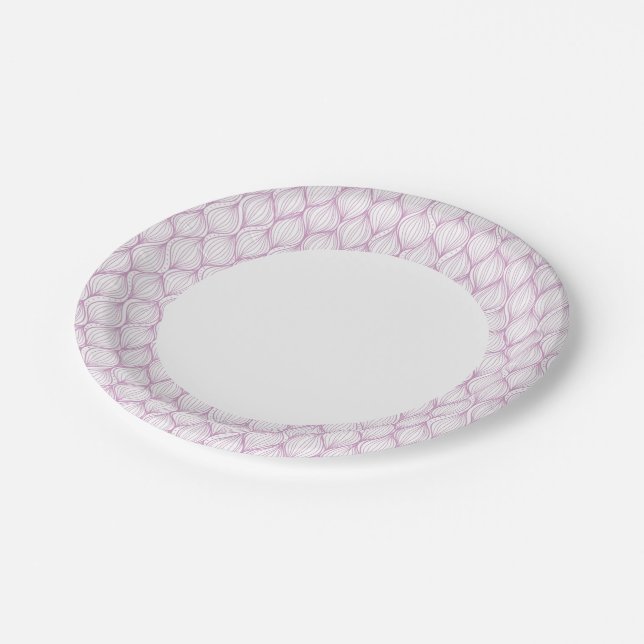 Purple ogee stripes pattern background paper plates (Angled)