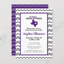 Purple Oh Baby! Chevron Made in Texas Shower Invitation