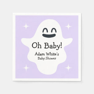 Purple Oh Baby Happy Ghost Halloween Baby Shower Napkins