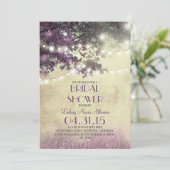 Purple old oak tree & love birds bridal shower invitation (Standing Front)