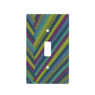 Purple & Olive Green Abstract Mod Striped Light Switch Cover