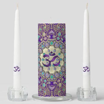 Purple Om Mandala Candle Set by BecometheChange at Zazzle