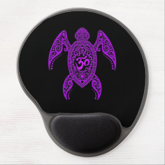 Purple Om Sea Turtle on Black Gel Mouse Pad
