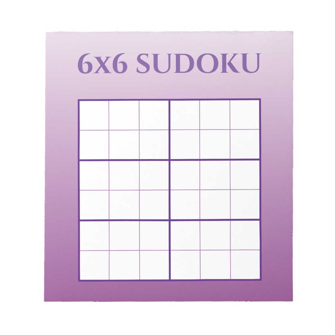 Purple Ombre 6x6 Sudoku Grid Template Notepad | Zazzle