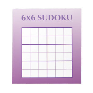 Purple Ombre 6x6 Sudoku Grid Template Notepad