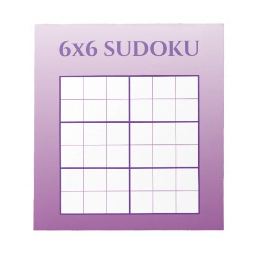 Purple Ombre 6x6 Sudoku Grid Template Notepad
