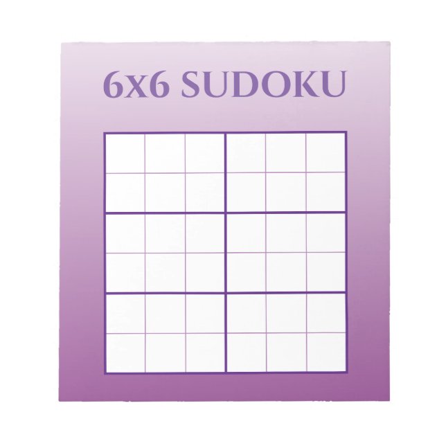 Purple Ombre 6x6 Sudoku Grid Template Notepad (Front)