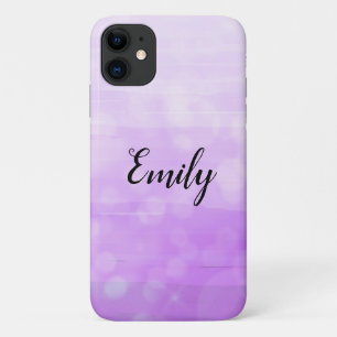 Purple Ombre Bokeh faded Pretty Name iPhone 11 Case