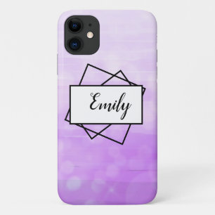 Purple Ombre Bokeh faded Pretty Name iPhone 11 Case