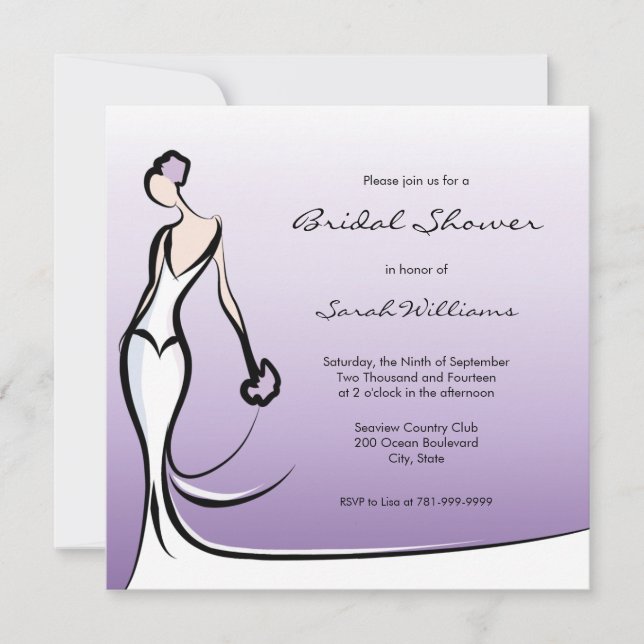 Purple Ombre Bridal Shower Invitations (Front)