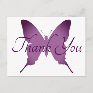 Purple Ombre Butterfly Silhouette Thank You Postcard