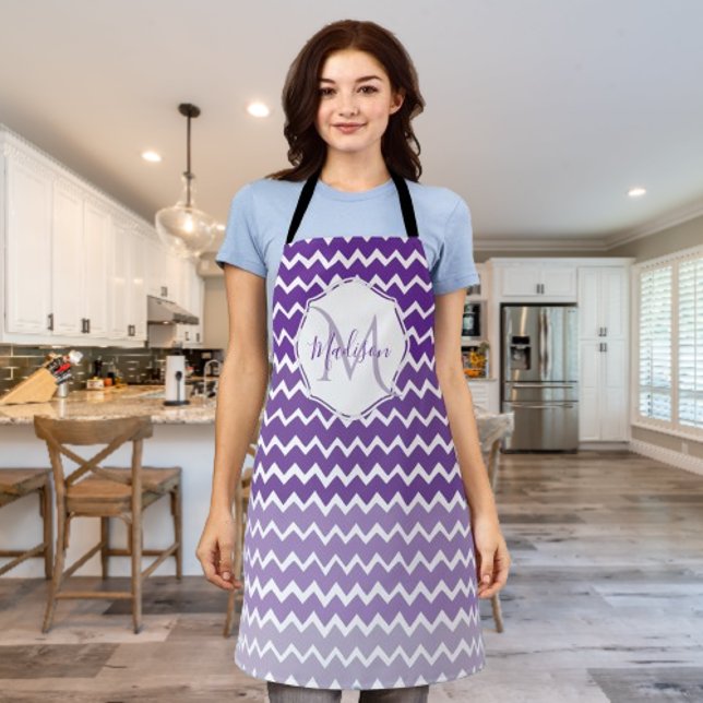 Purple Ombre Chevron Personalized Apron (Purple Ombre Chevron Personalized Apron)