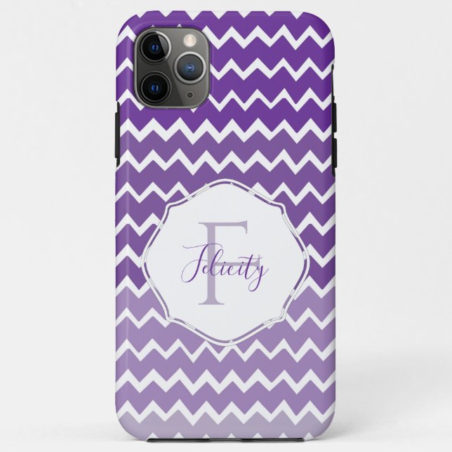Purple Ombre Chevron Personalized iPhone Case (Back)