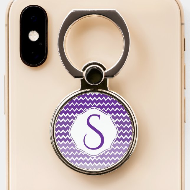 Purple Ombre Chevron Personalized Phone Grip (Close Up)