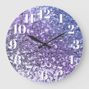 Purple Ombre Chunky Glitter Large Clock