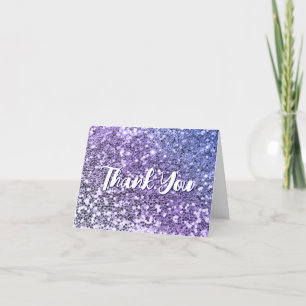 Purple Ombre Chunky Glitter Thank You Card