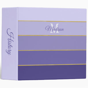 Purple Ombre Color Blocks Personalized   3 Ring Bi Binder