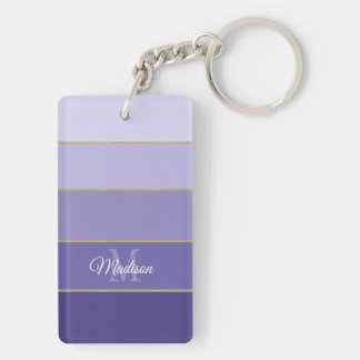 Purple Ombre Color Blocks Personalized  Keychain