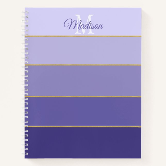 Purple Ombre Color Blocks Personalized    Notebook (Front)