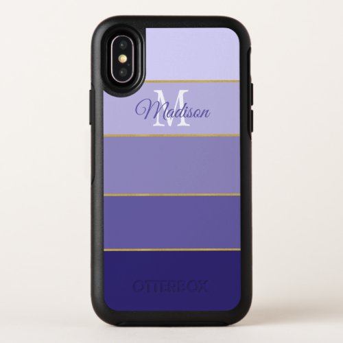  Purple Ombre Color Blocks Personalized OtterBox Symmetry iPhone XS Case