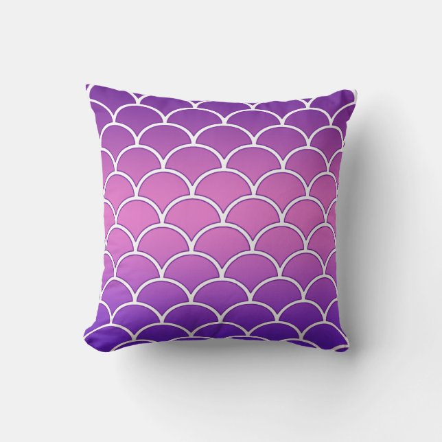 Purple Ombre Effect Japanese Wave Pattern Pillow (Front)